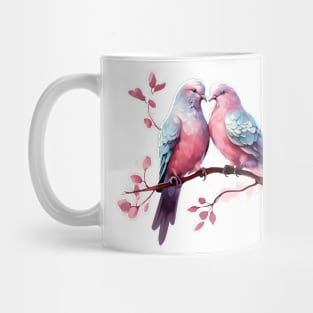 Valentine Kissing Pigeon Bird Couple Mug